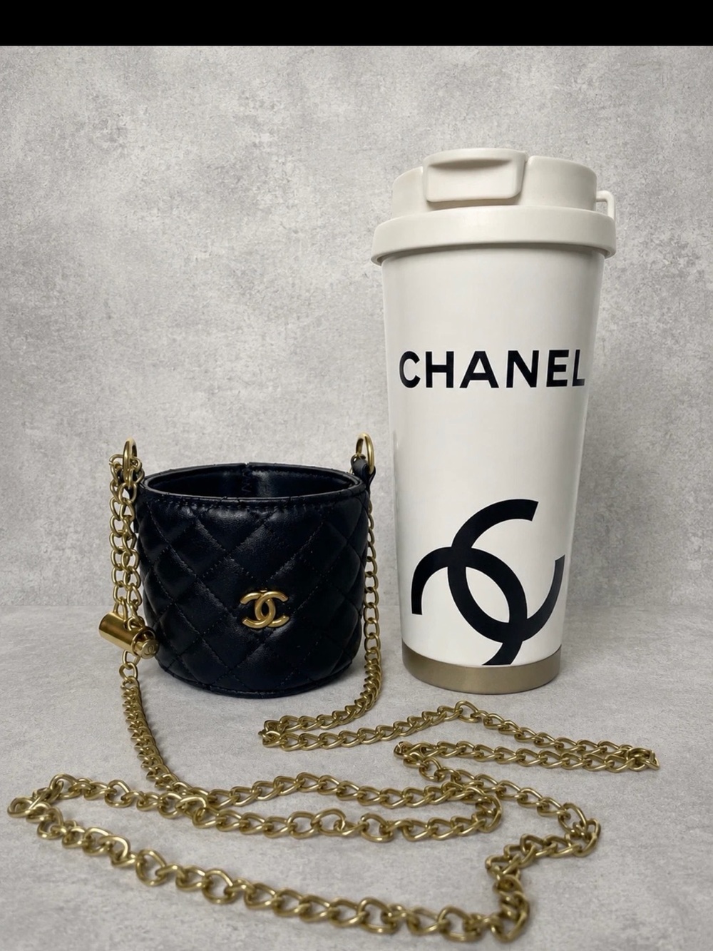 White crossbody Quilted Mini Chain Shoulder Bag with Gold Hardware